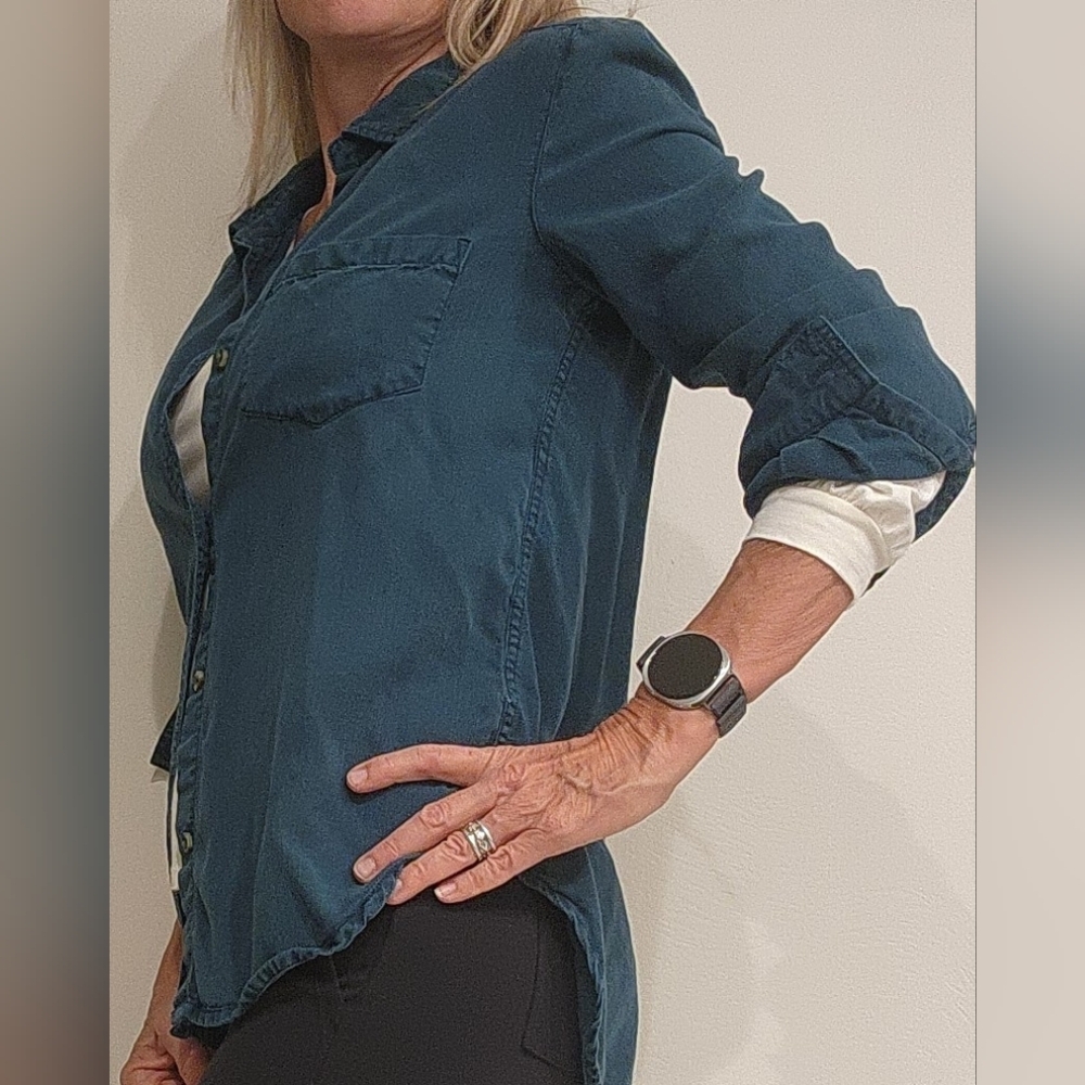 Lola River Button Down Shirt | Teal | Lightweight | XS - Picture 4 of 9
